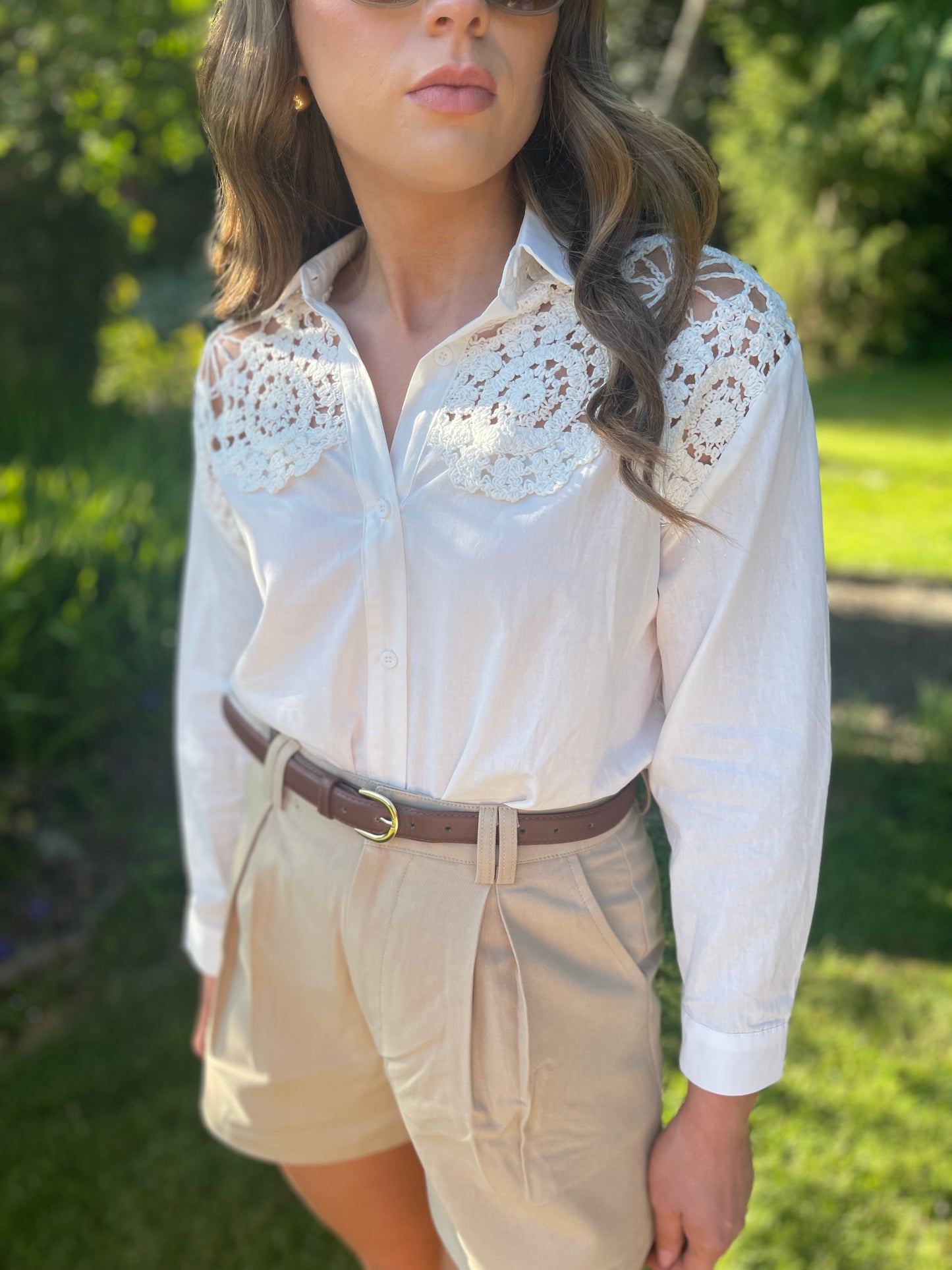 Holly white crochet and cotton shirt