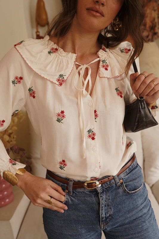 Etta floral Peter Pan white blouse
