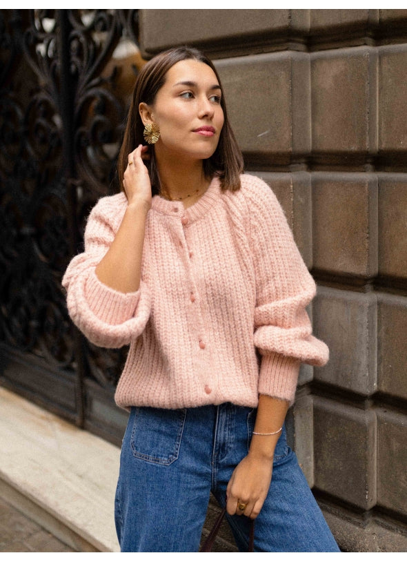 Lilli baby pink chunky cardigan