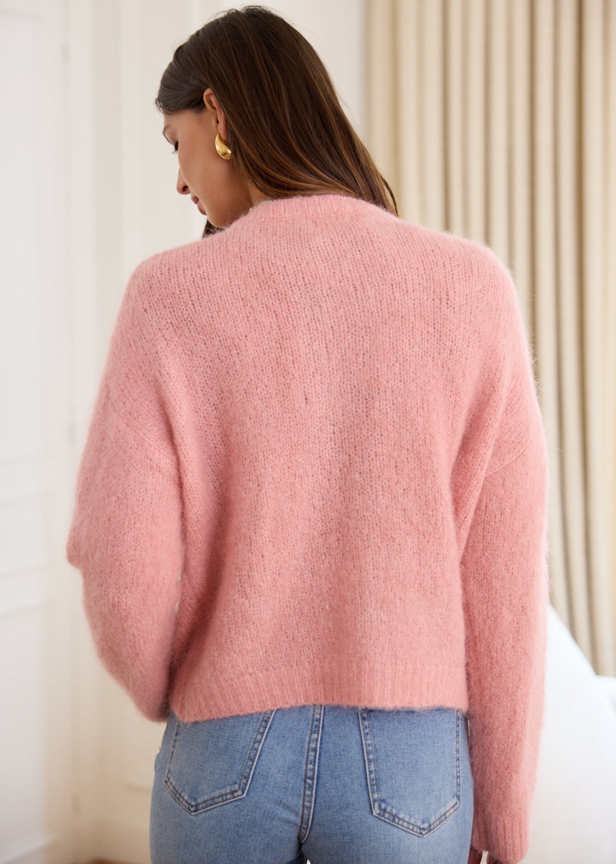 Sara pink alpaca cardigan
