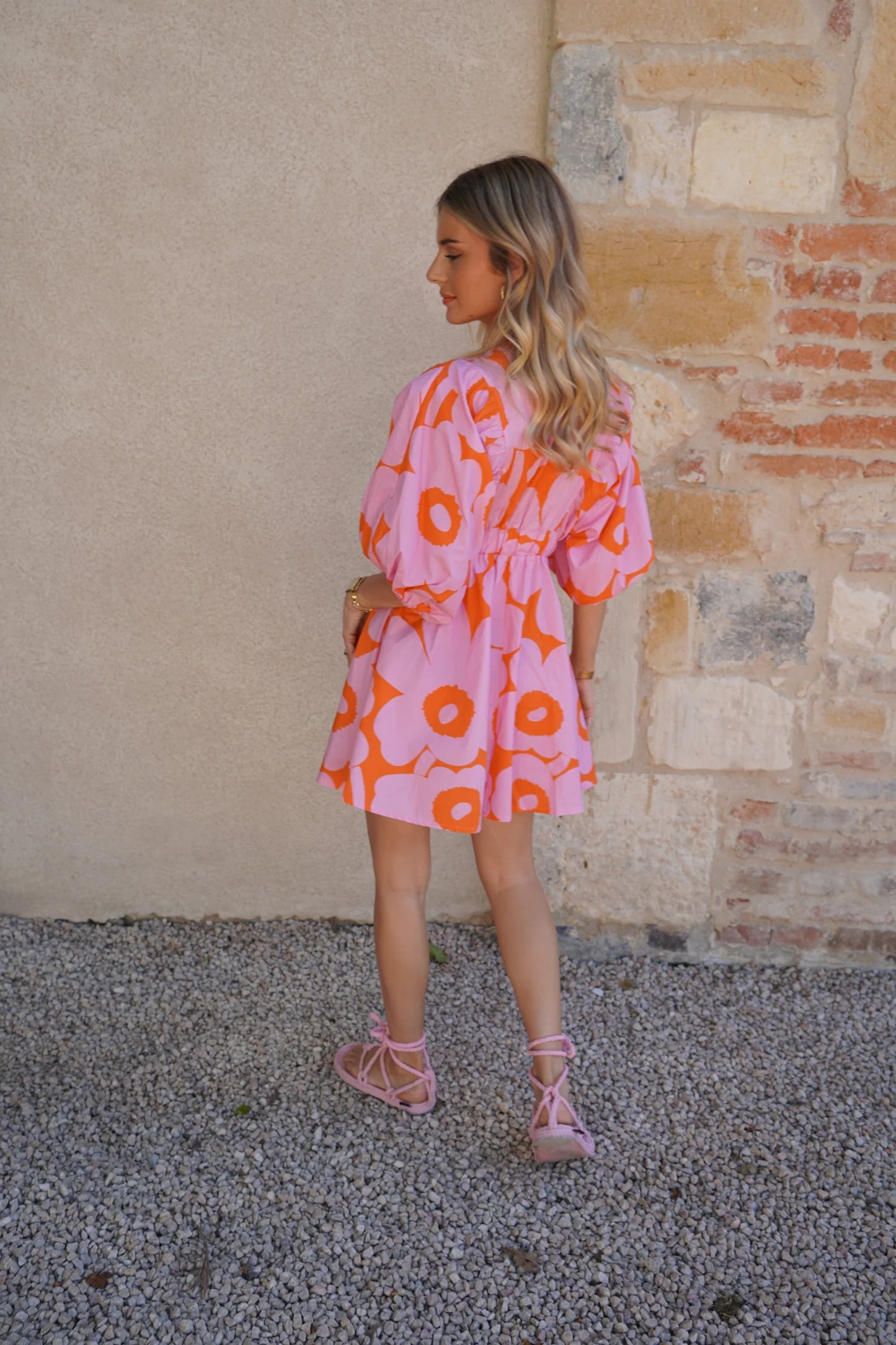Madison pink & orange floral shirt dress