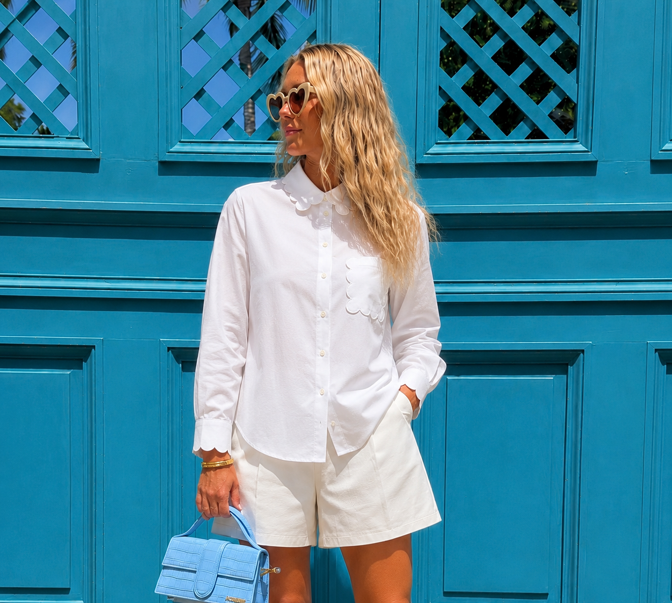Lauren white cotton scalloped shirt