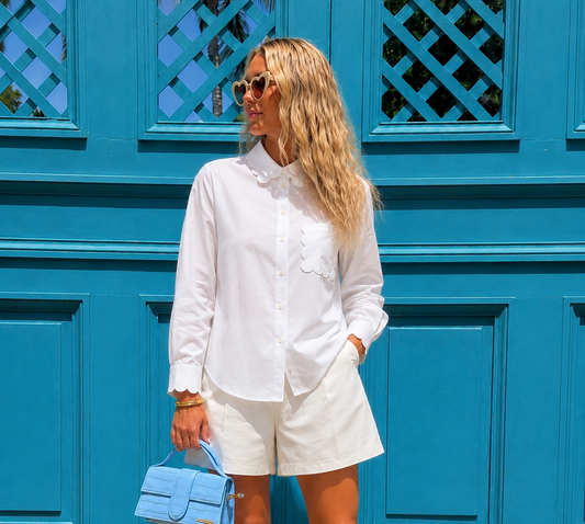 Lauren white cotton scalloped shirt
