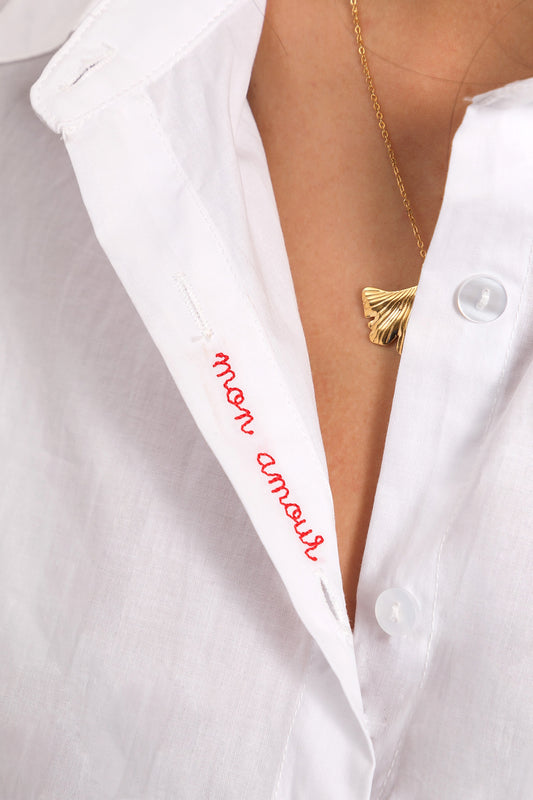 Mon amour print white shirt