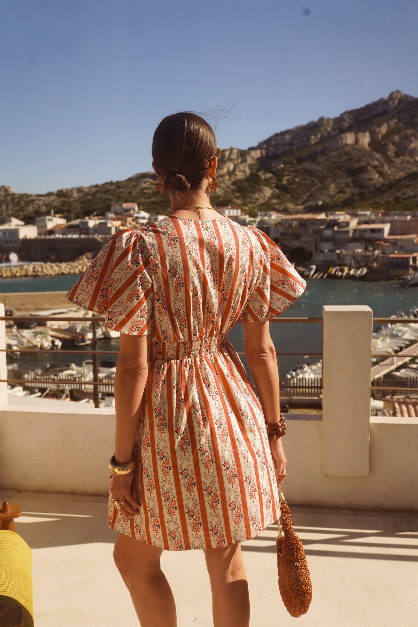 Billie red stripe floral short dress
