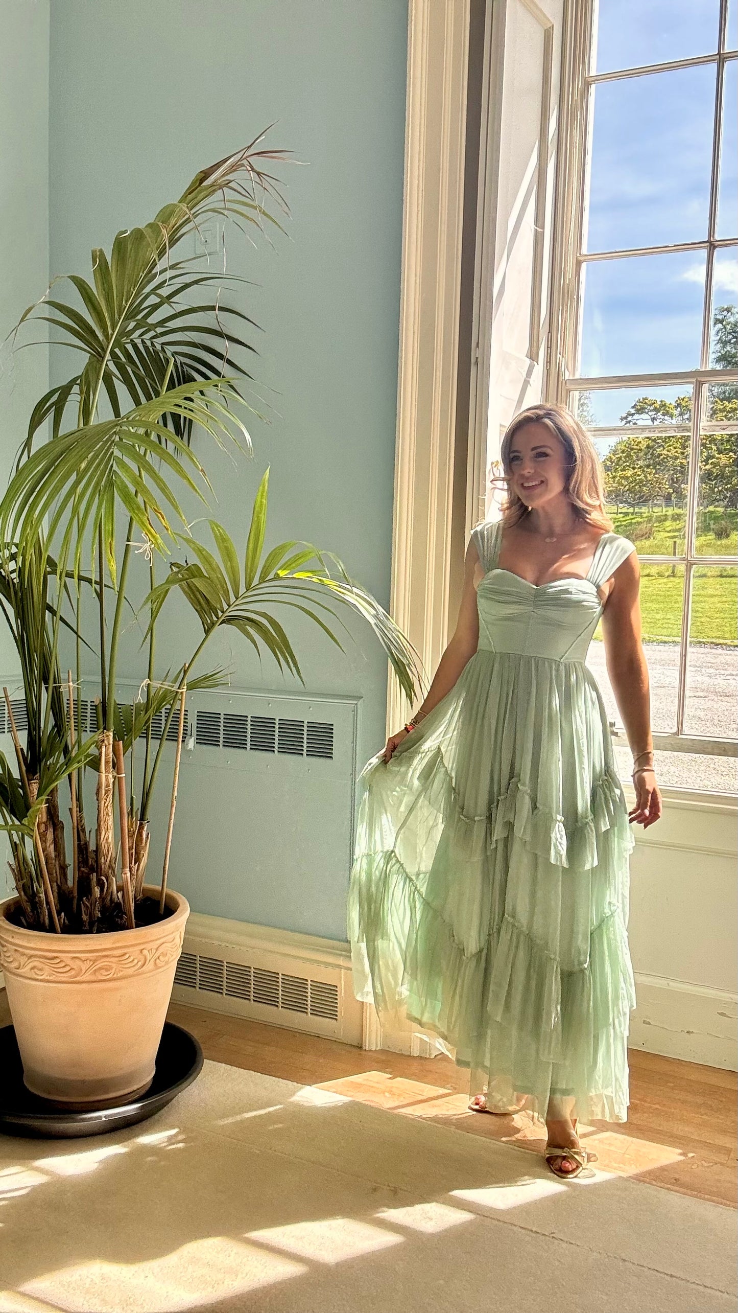 Willow sage green frill dress