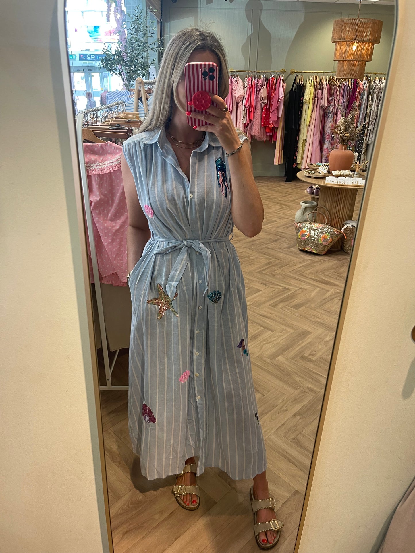 Tamsin blue stripe under the sea sequin dress