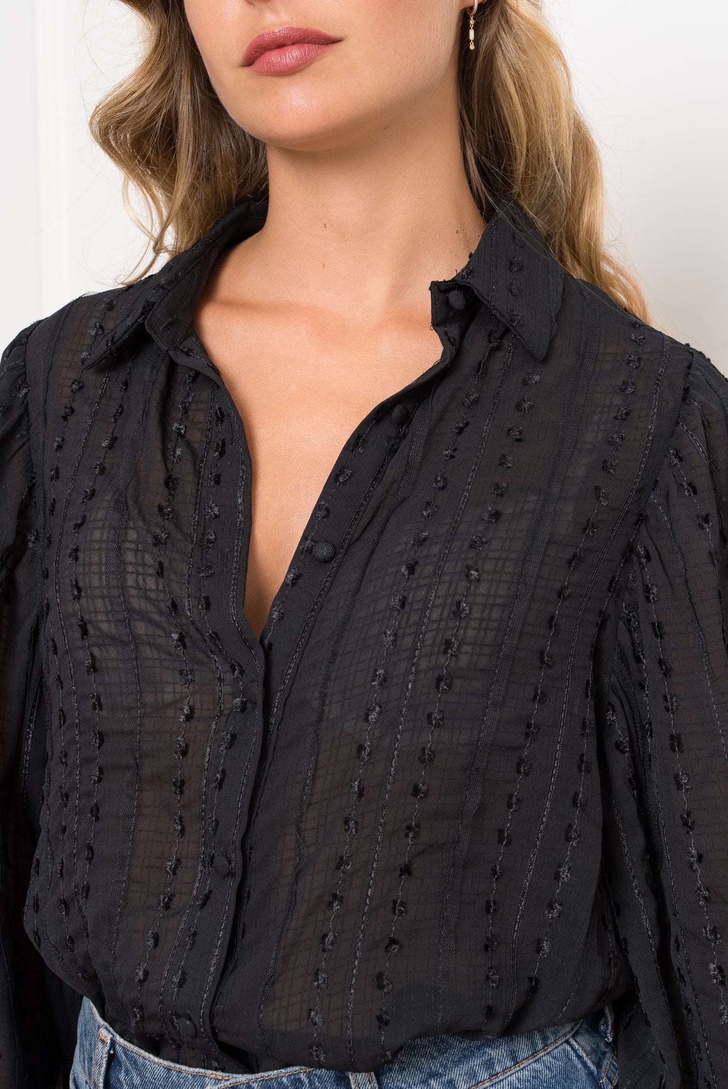 Cora balloon sleeve blouse black