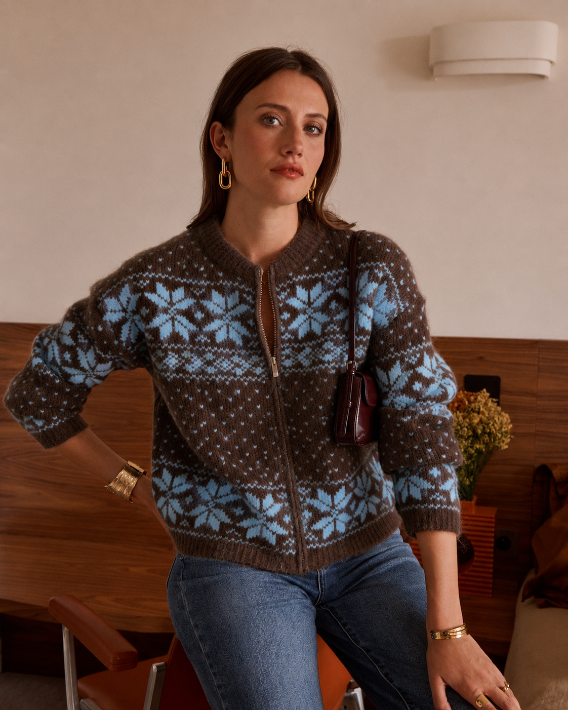 Alice brown and blue artic cardigan