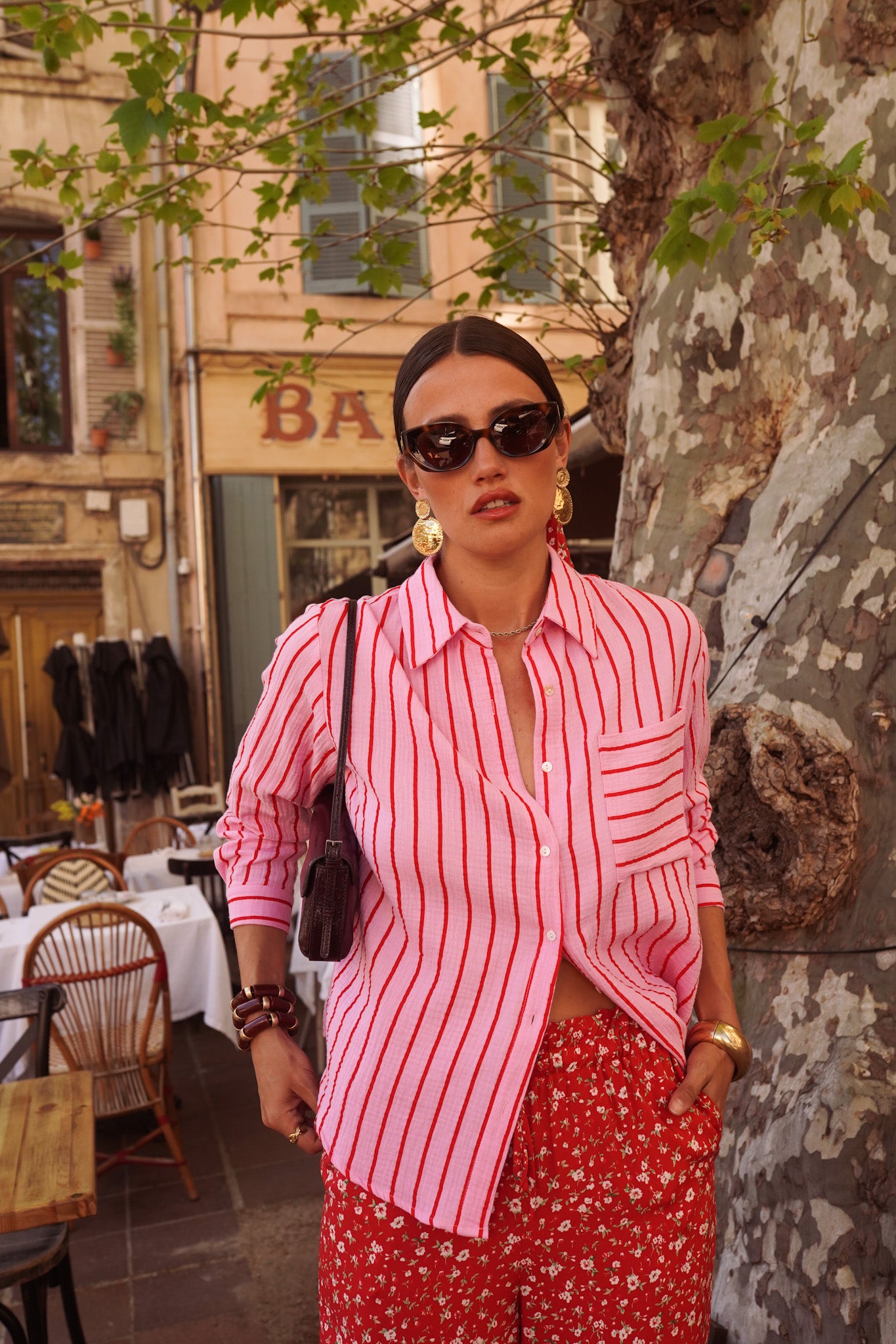 Sophie pink and red striped shirt