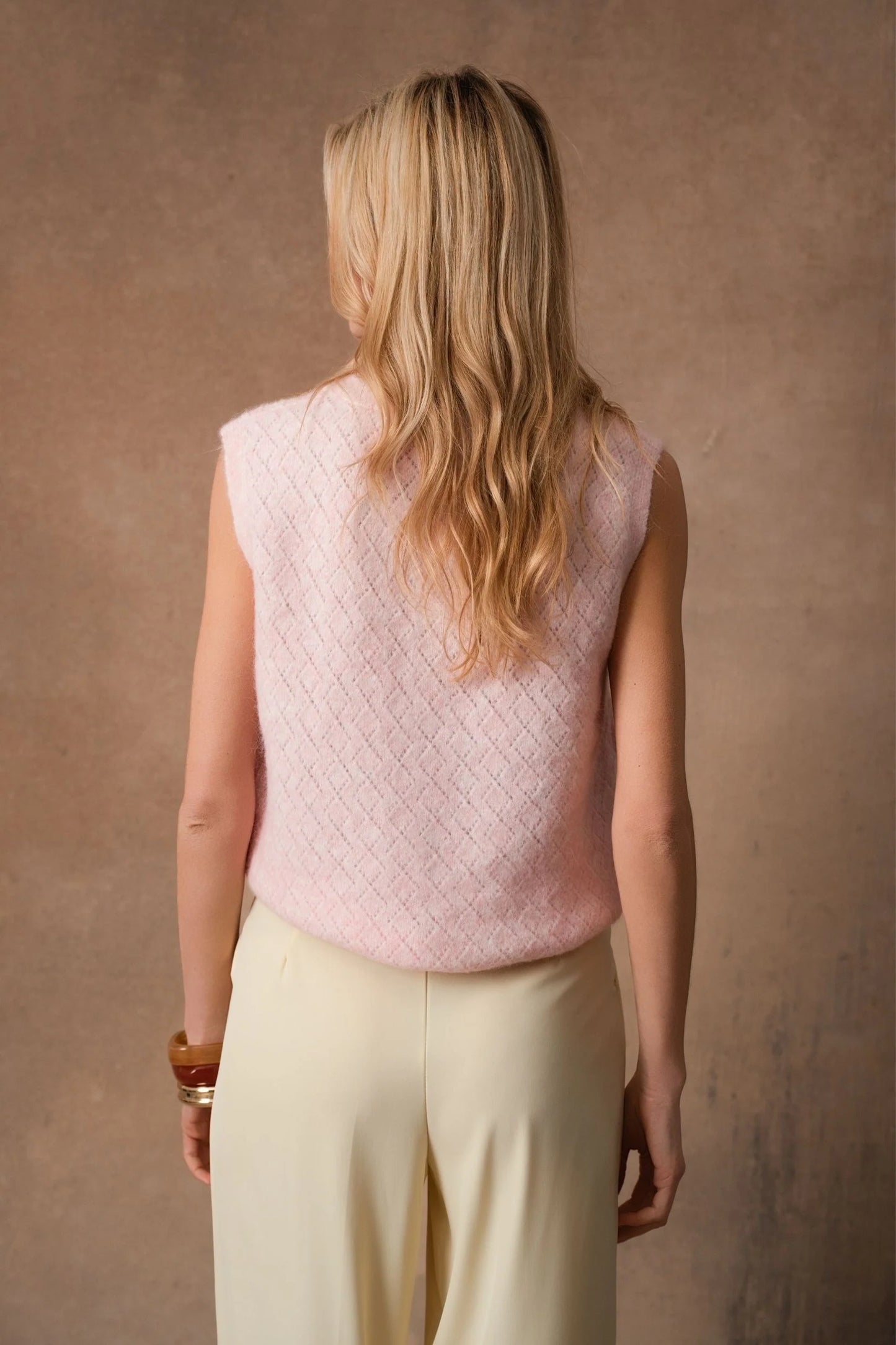 Yolande rose pink knit gilet