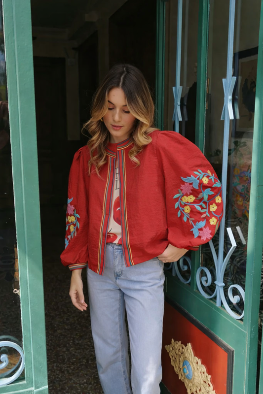 Cecilia terracotta floral boho jacket