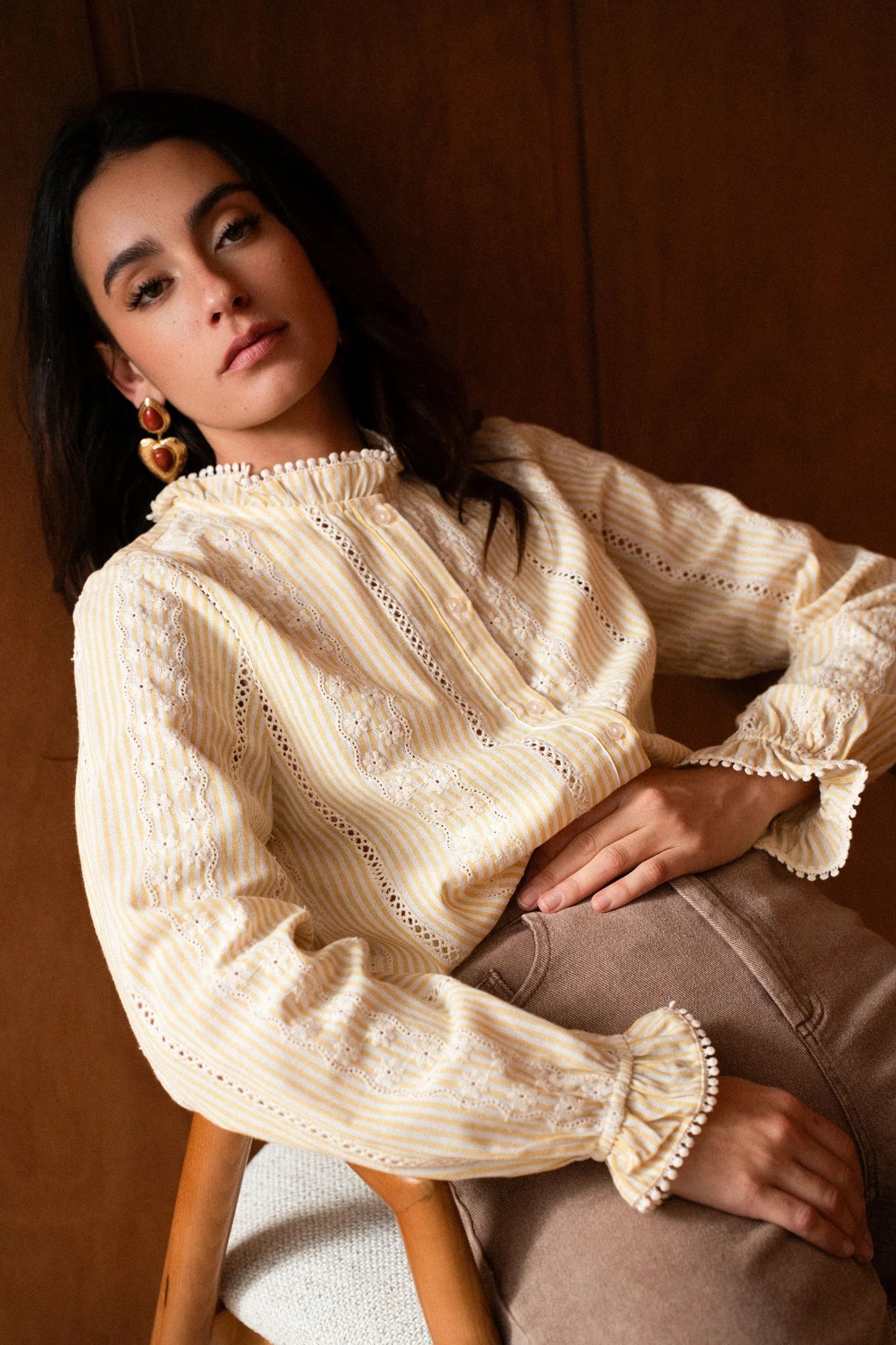 Lysia yellow embroidered blouse