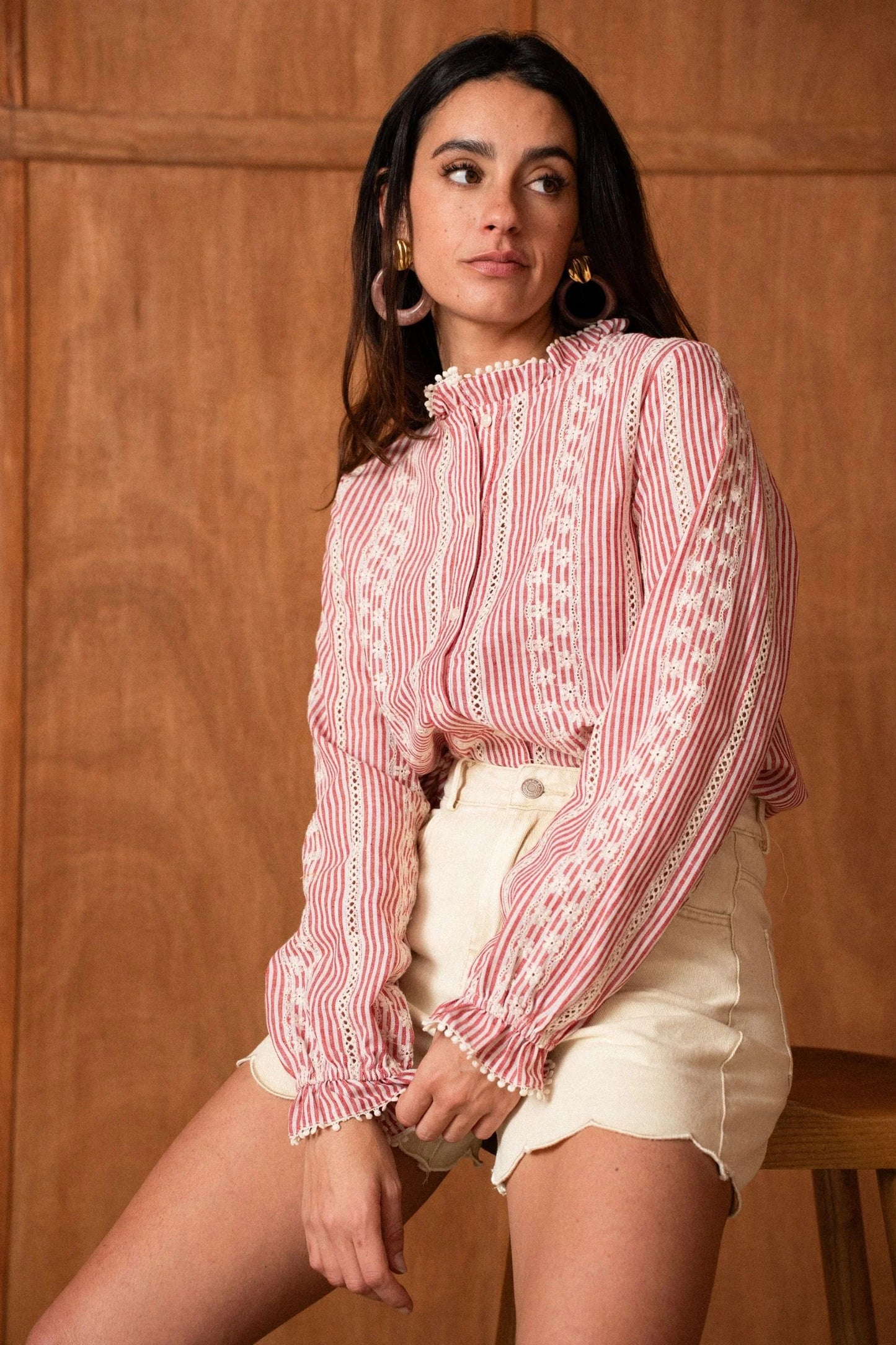 Lysia dark pink embroidered blouse