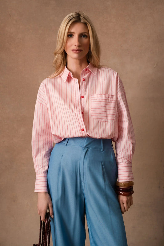 Pippa pink and red contrast striped shirt