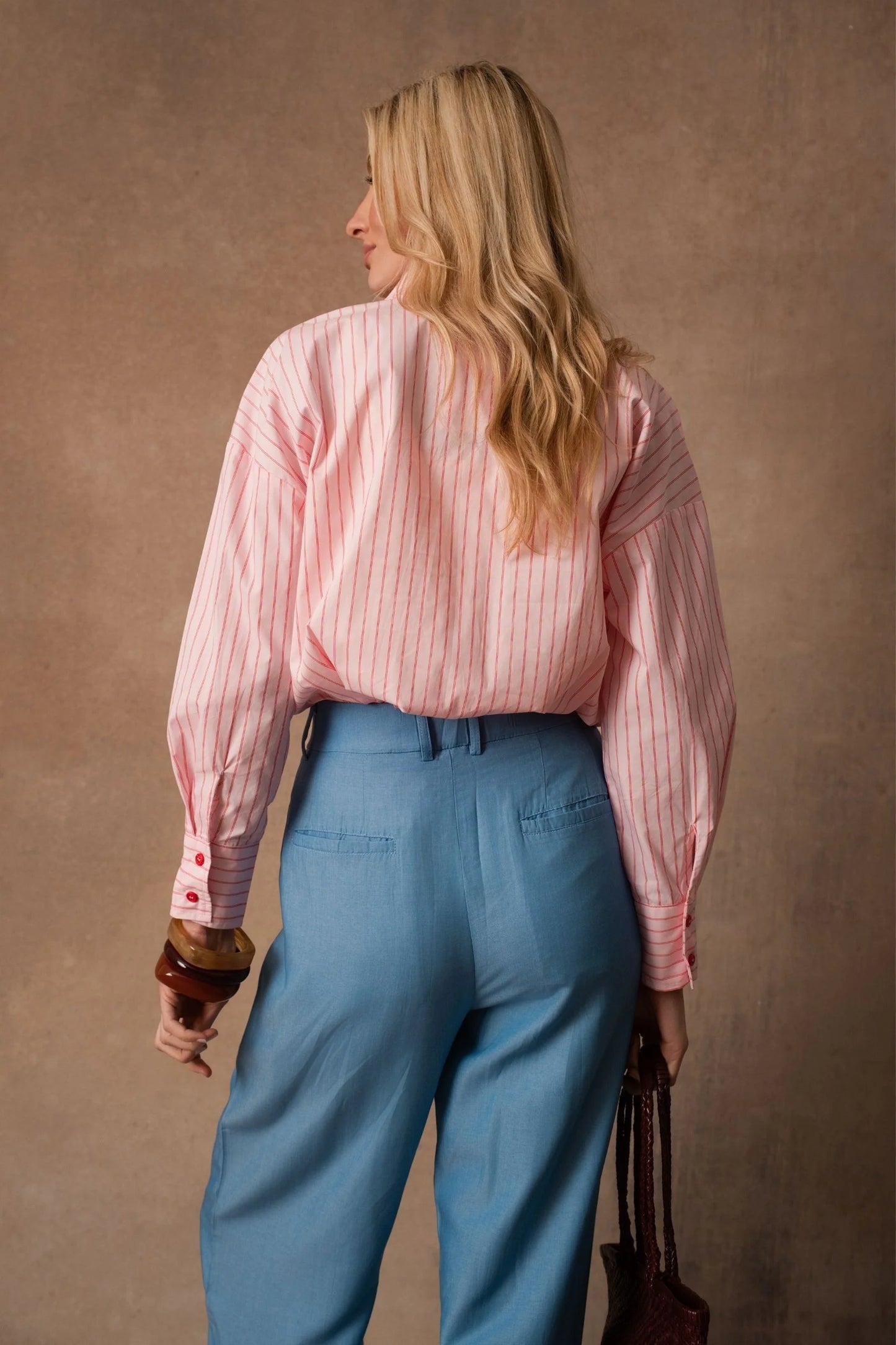 Pippa pink and red contrast striped shirt