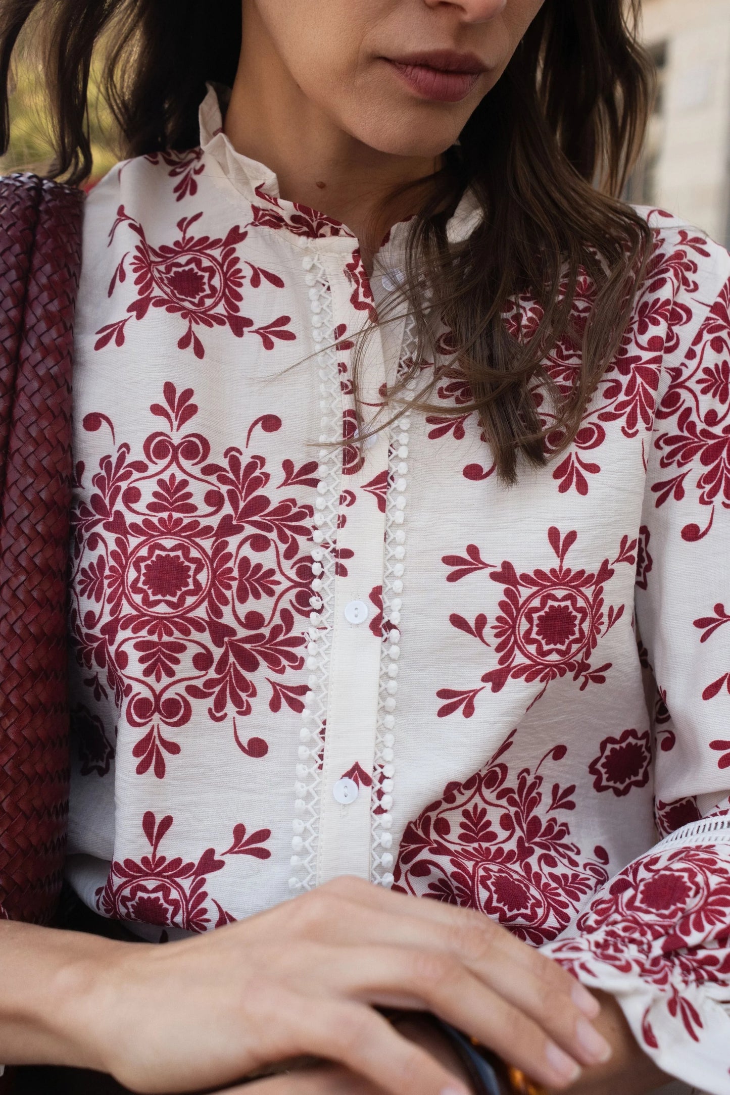 Mathias burgundy floral blouse