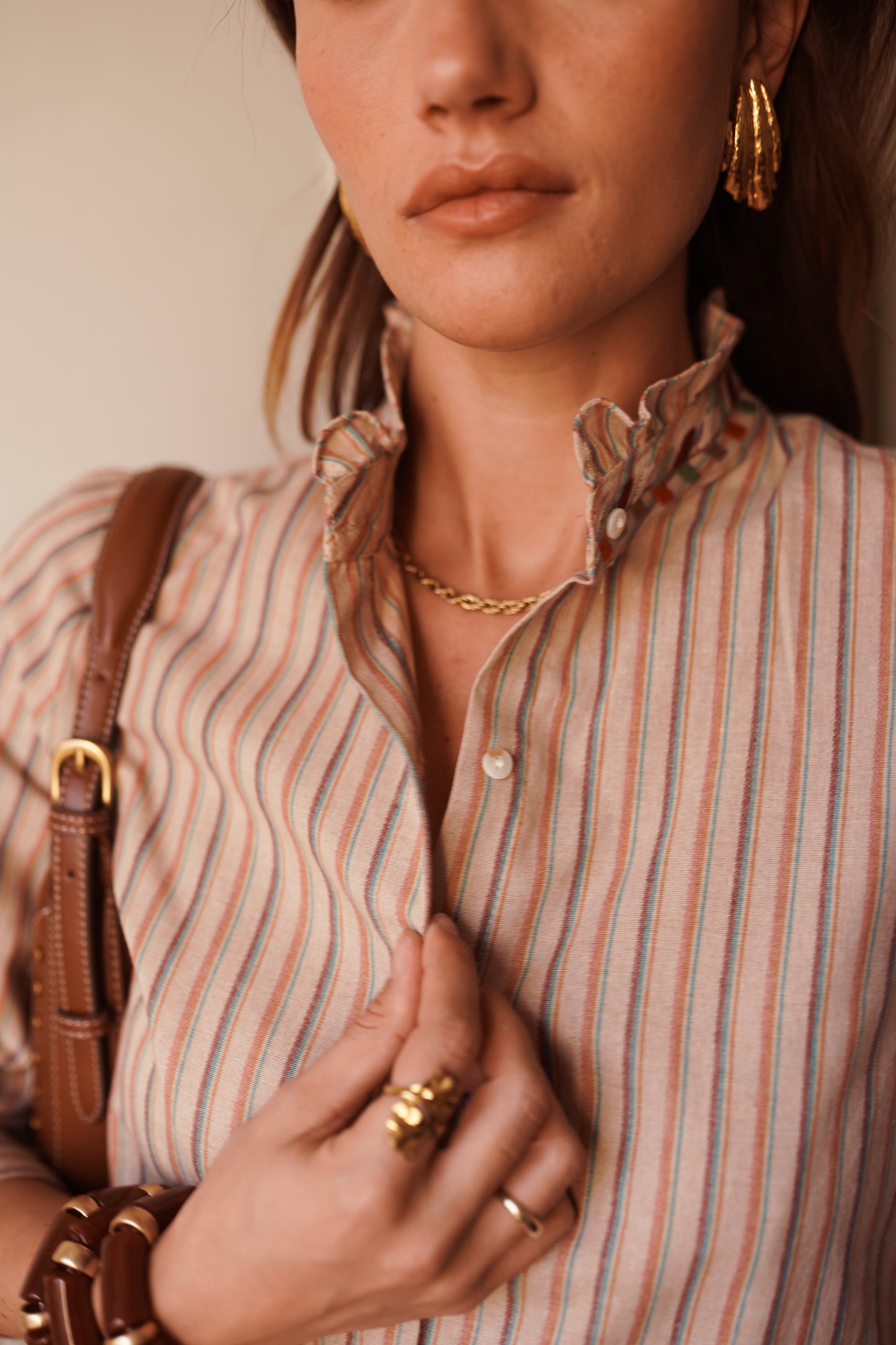 Taylor floral embroidered stripe blouse