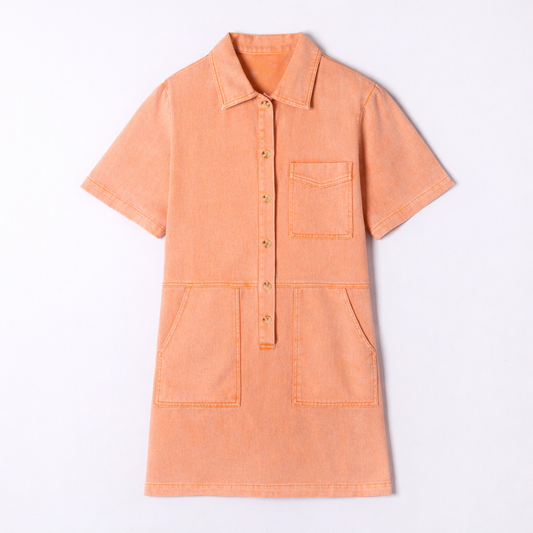 Aoife orange wash denim dress