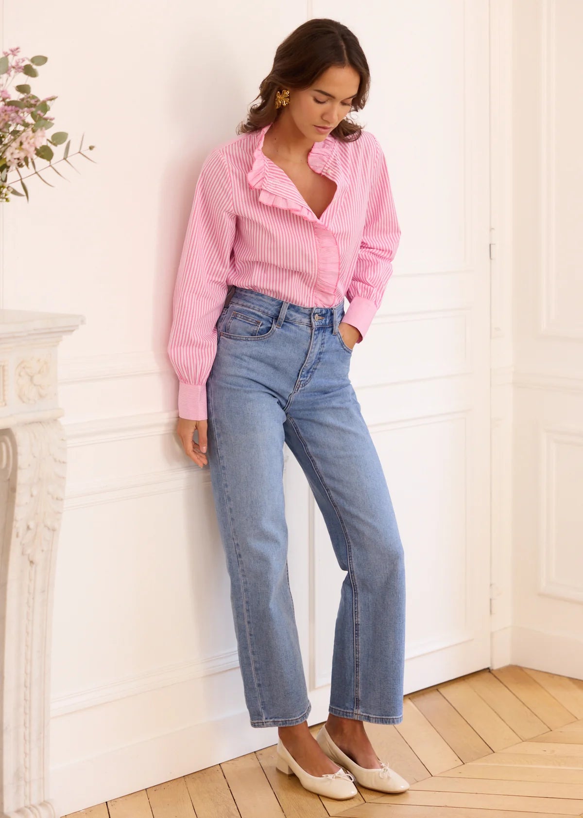 Nina pink stripe blouse