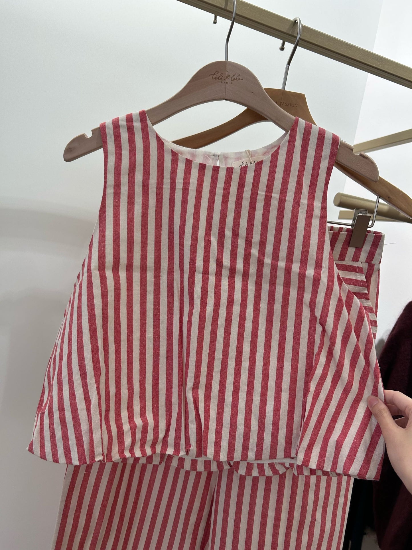 Christina red stripe co-ord top and pants