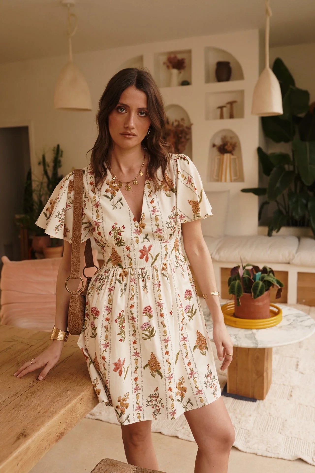 Sofia floral v neck short dress