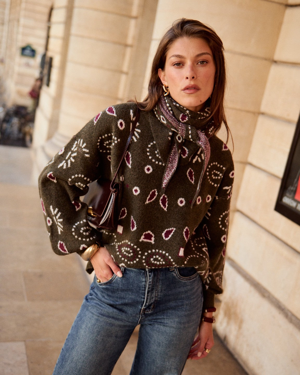 Gráinne khaki jumper with scarf