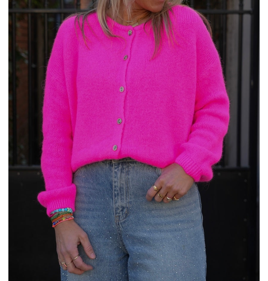 Preorder Harriet neon pink alpaca cardigan