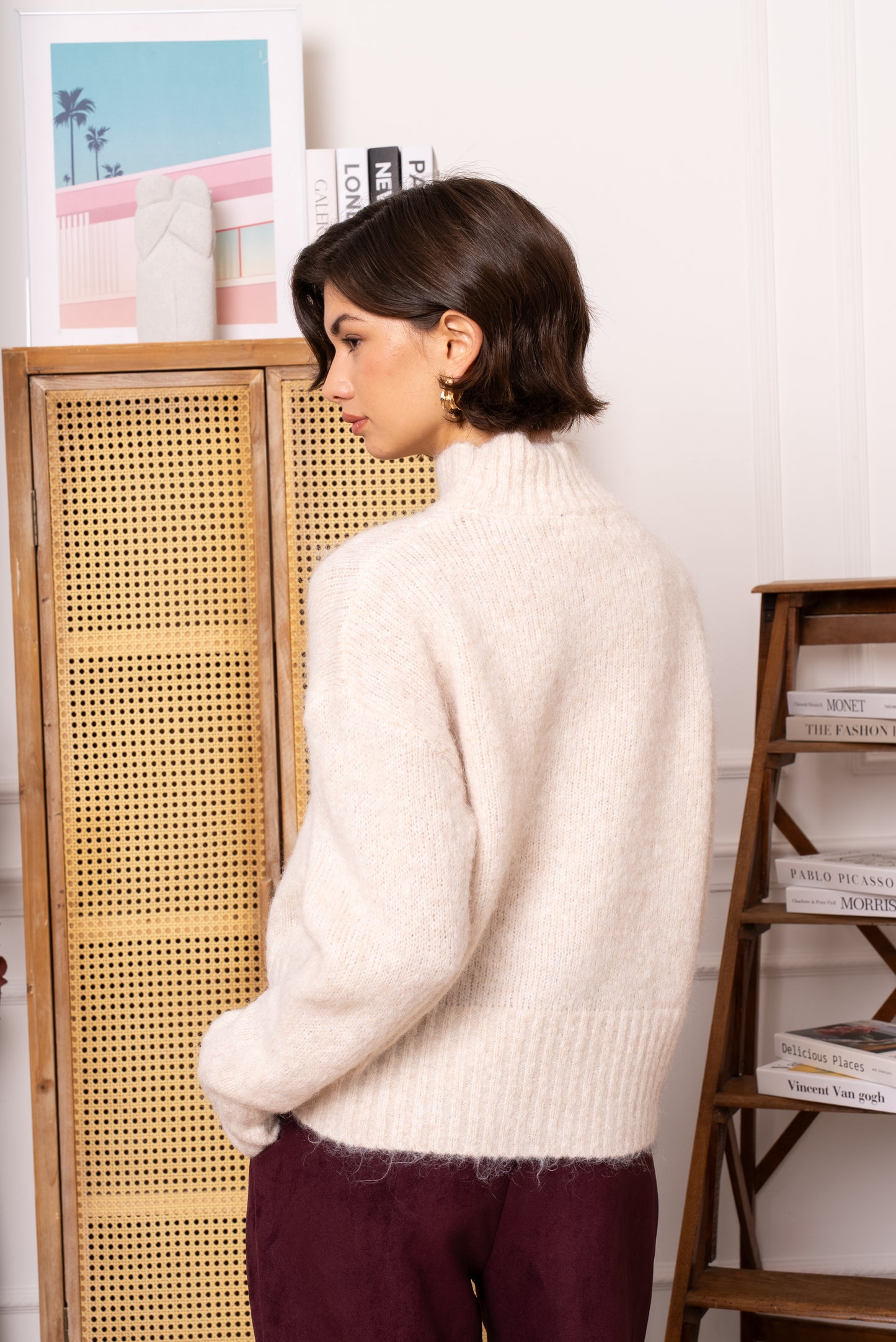 Audrey Ivory soft polo neck jumper