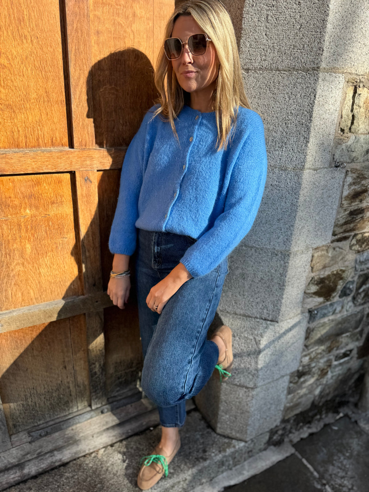 Riley 20% mohair blue cardigan