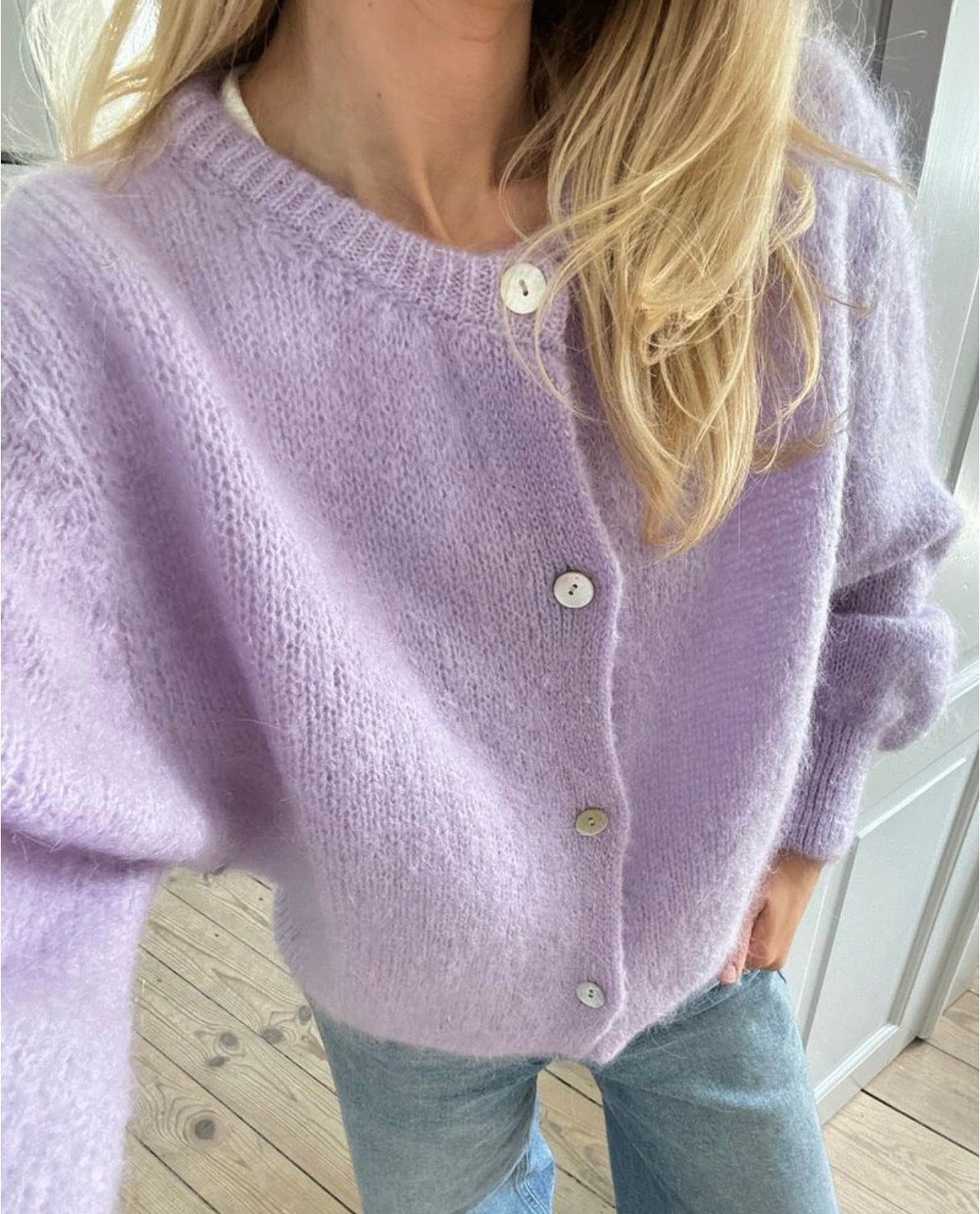 Harriet lilac alpaca cardigan