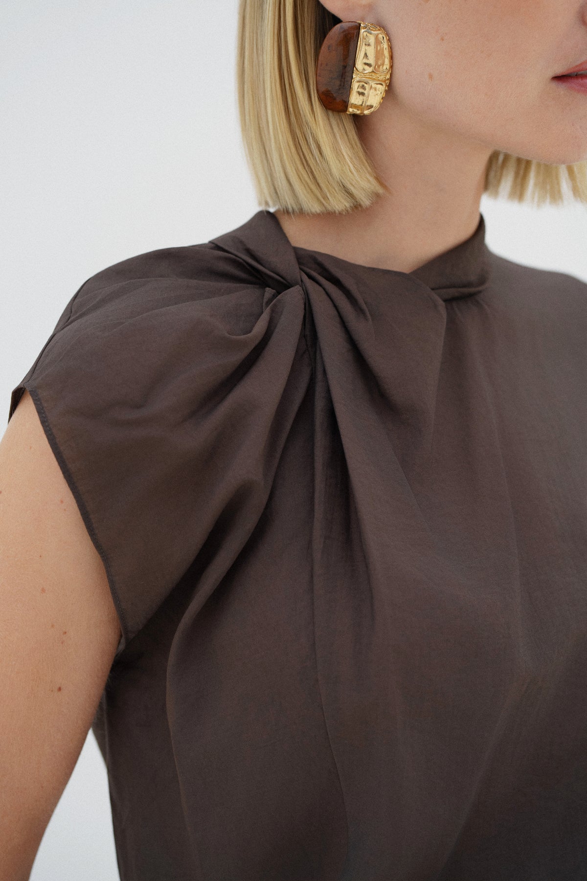 Kate brown twisted neckline top