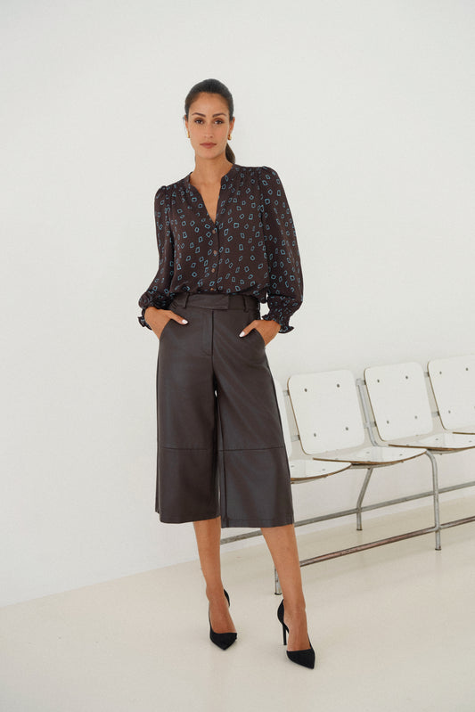 Freya brown Bermuda leather trousers