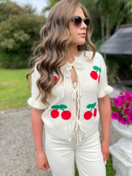 Cherry 🍒 tie front cardigan