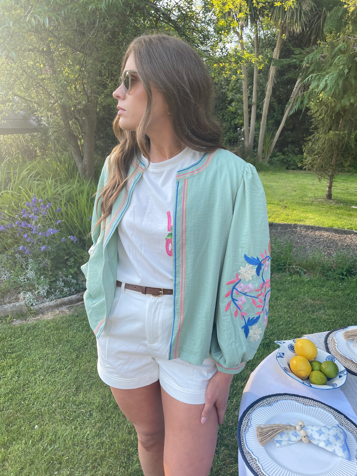 Cecilia sage green floral boho jacket