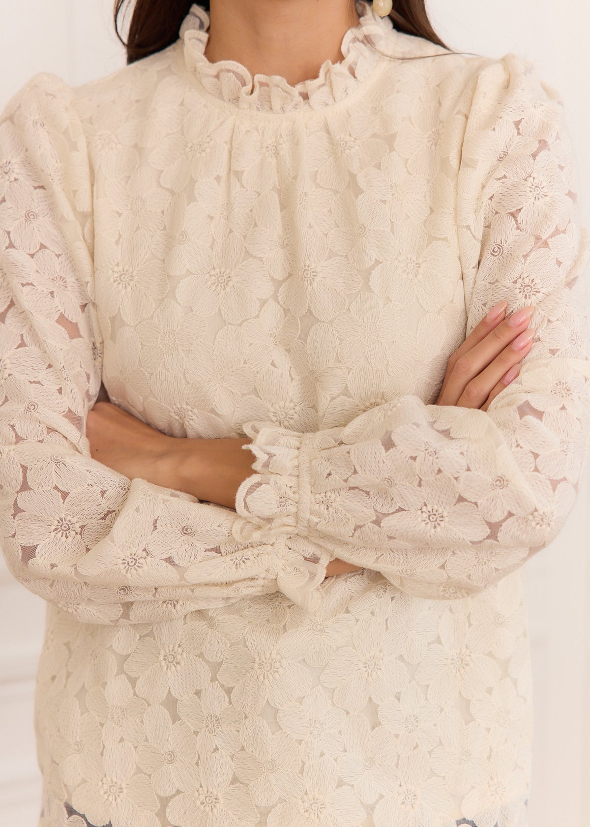 Luna lace floral embroidered blouse