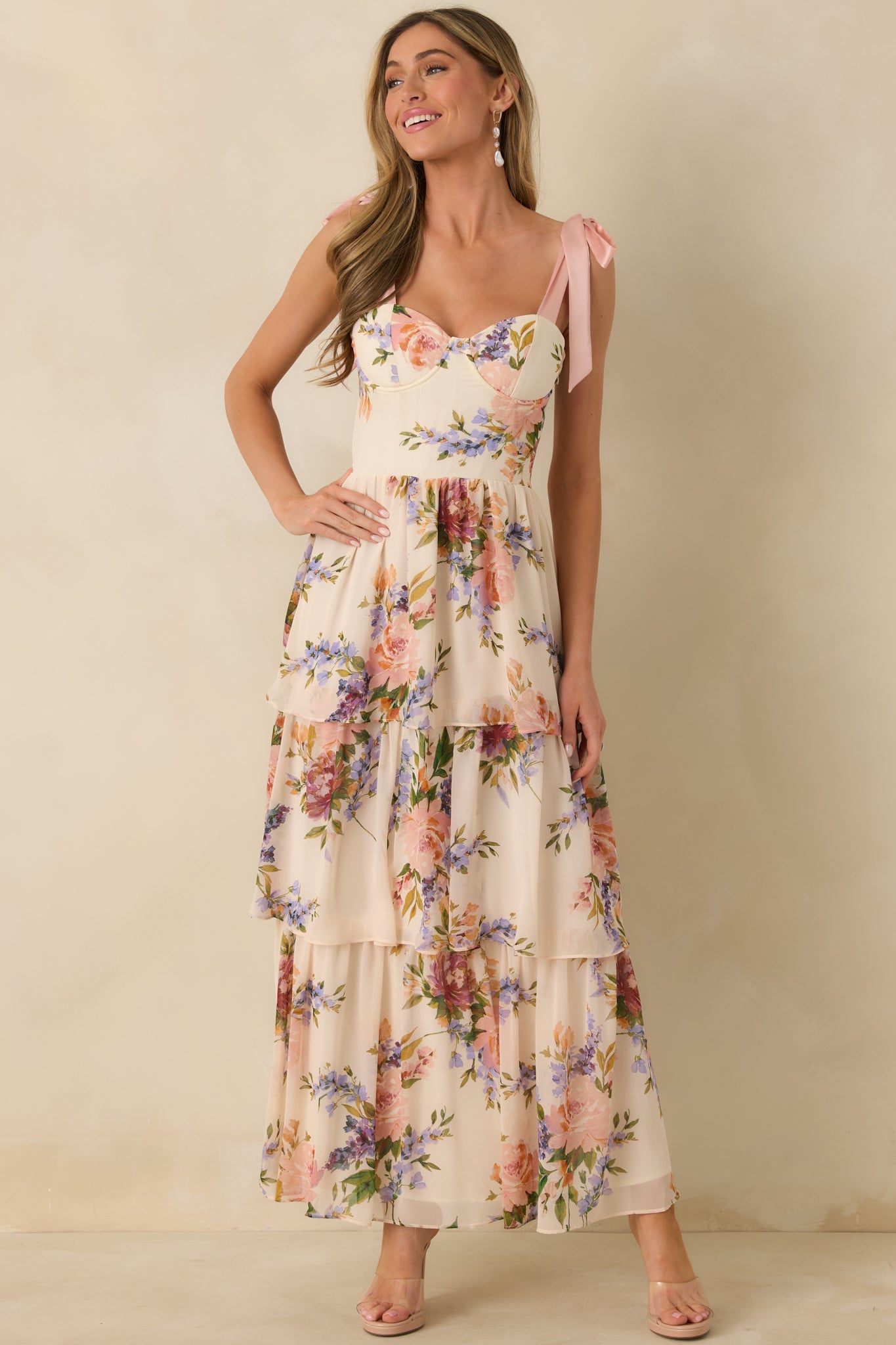 Delicate Affair corset layered maxi dress