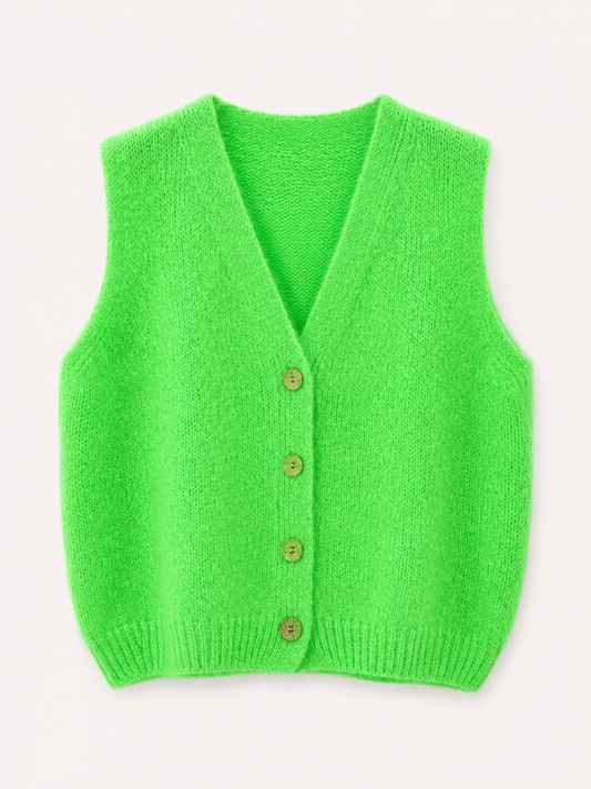 Luna neon green v neck mohair top