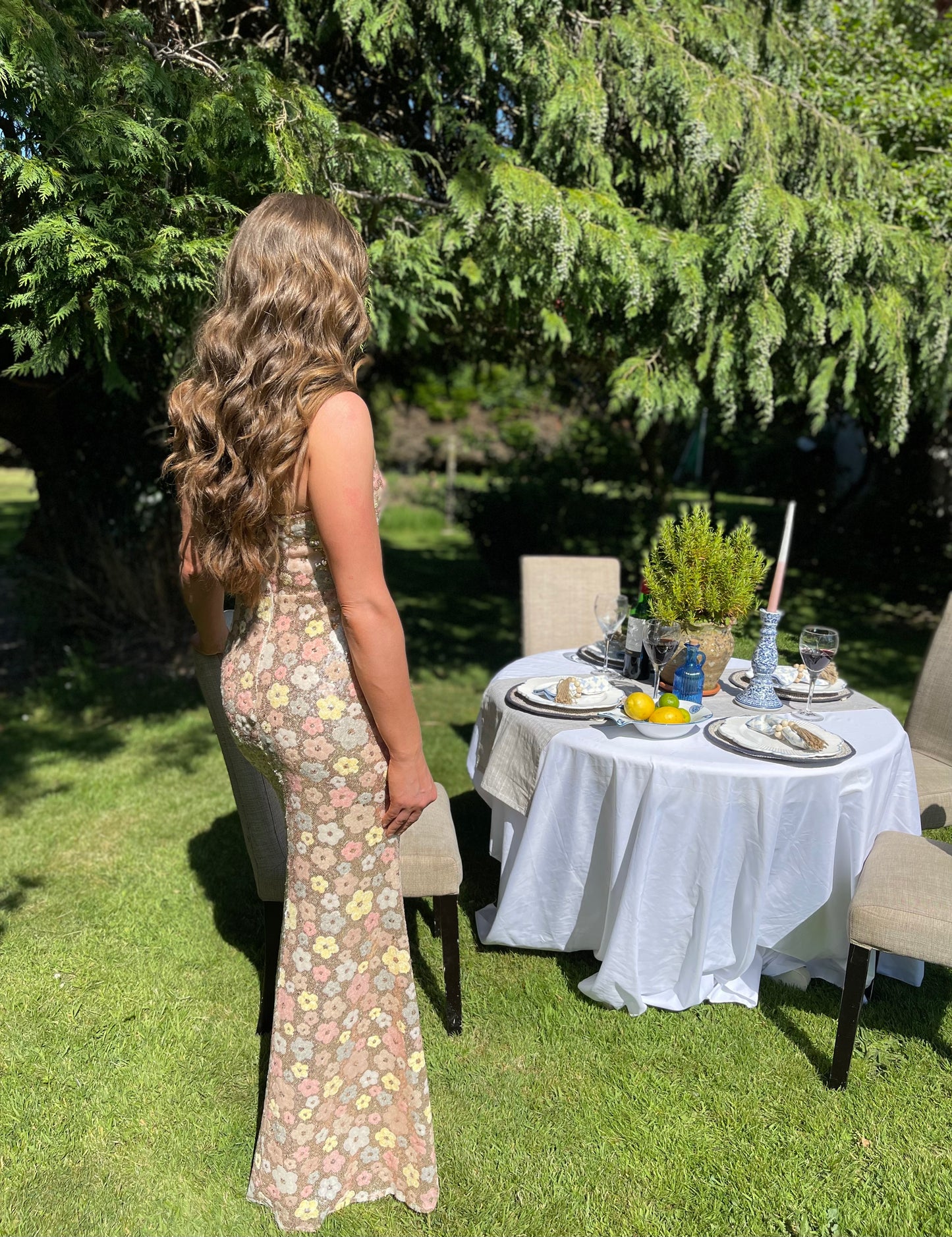 Imogen sequin floral mermaid dress