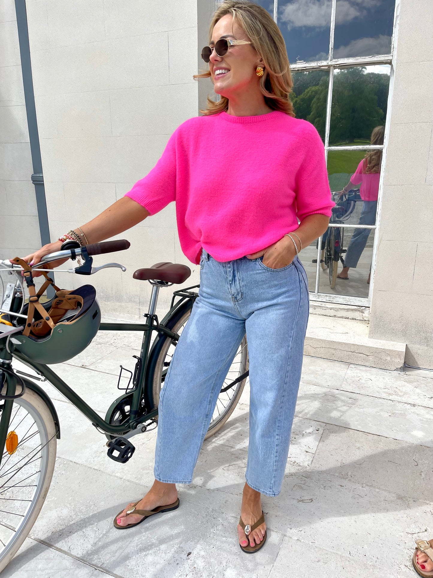 Preorder Lottie neon pink short sleeve alpaca jumper