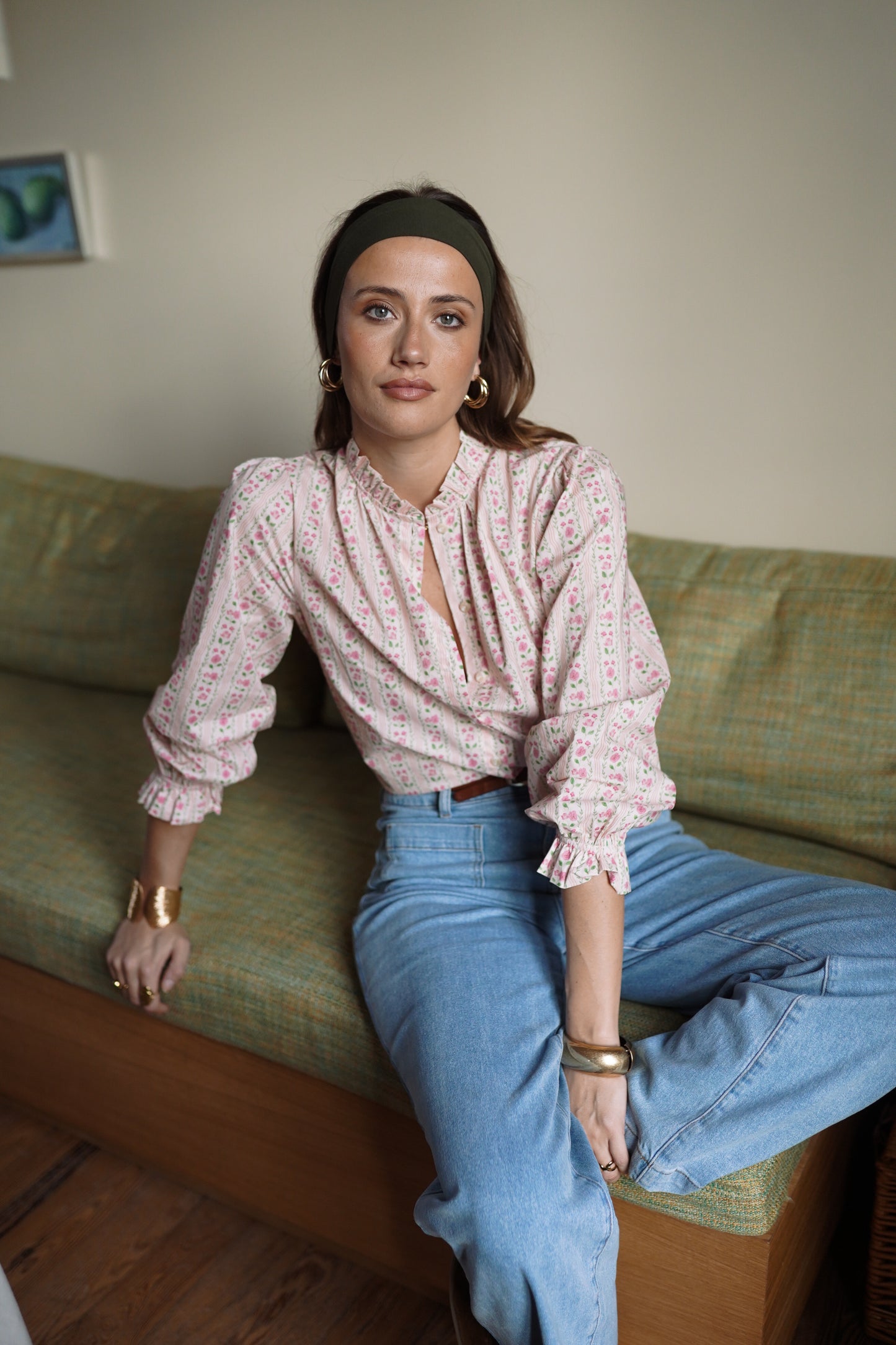 Preorder Grace pink ditsy floral blouse