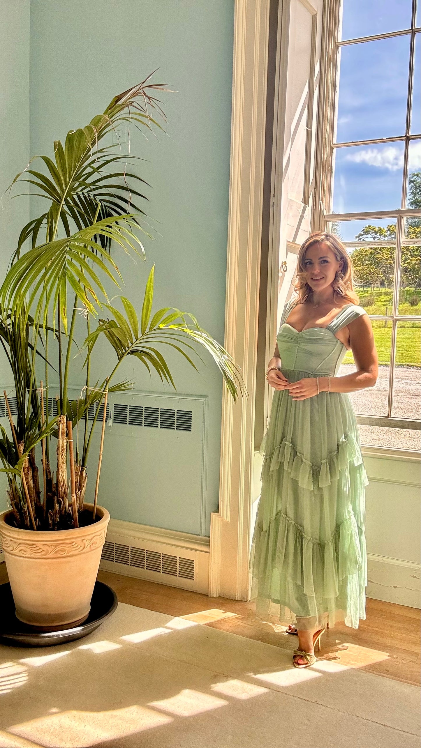Willow sage green frill dress