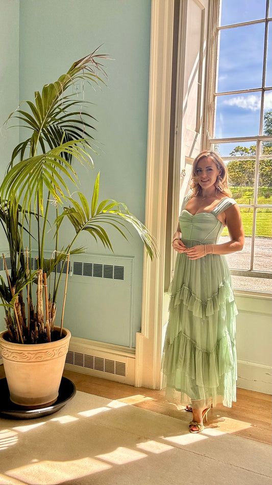 Willow sage green frill dress