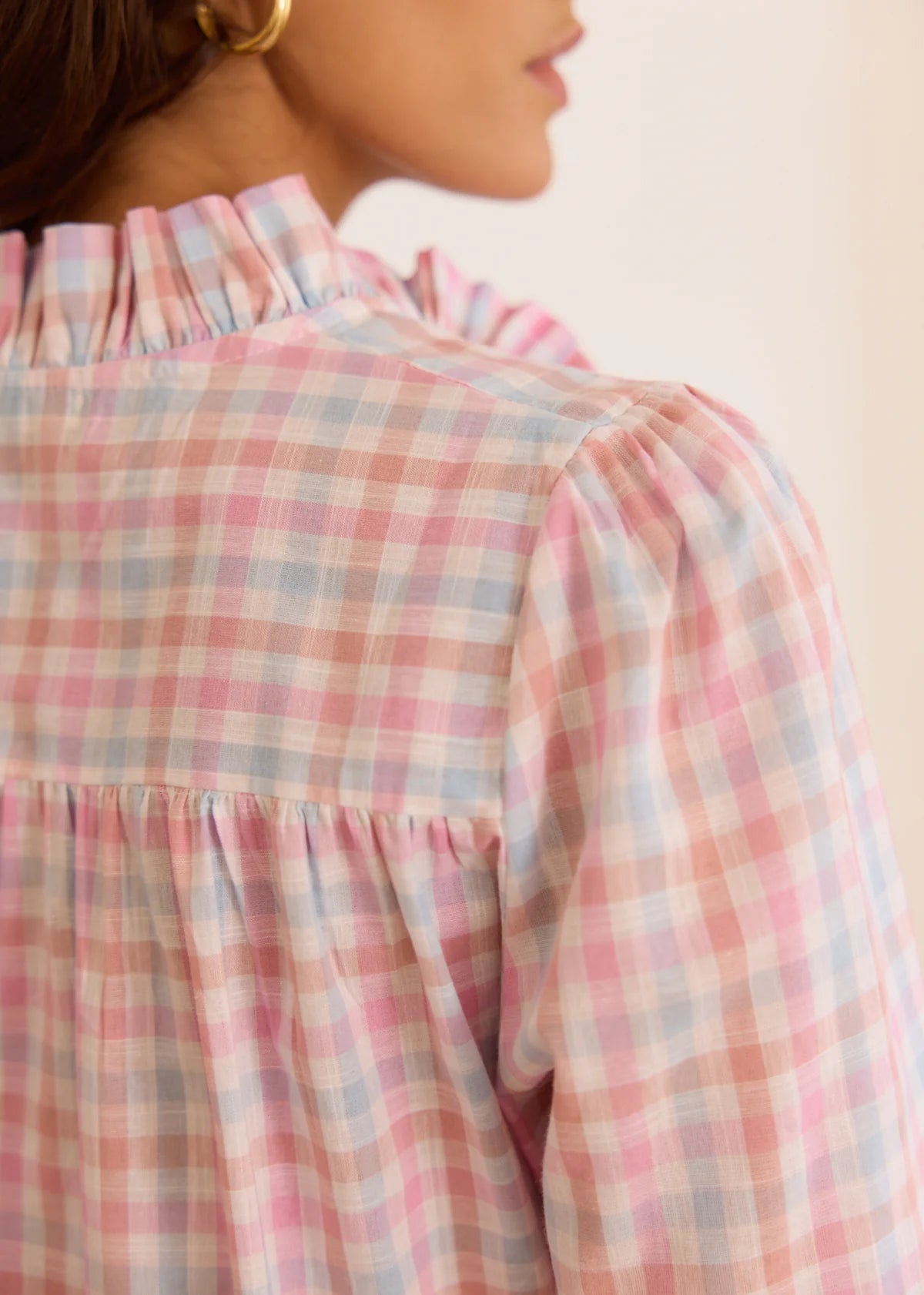 Joan chequered pink blouse