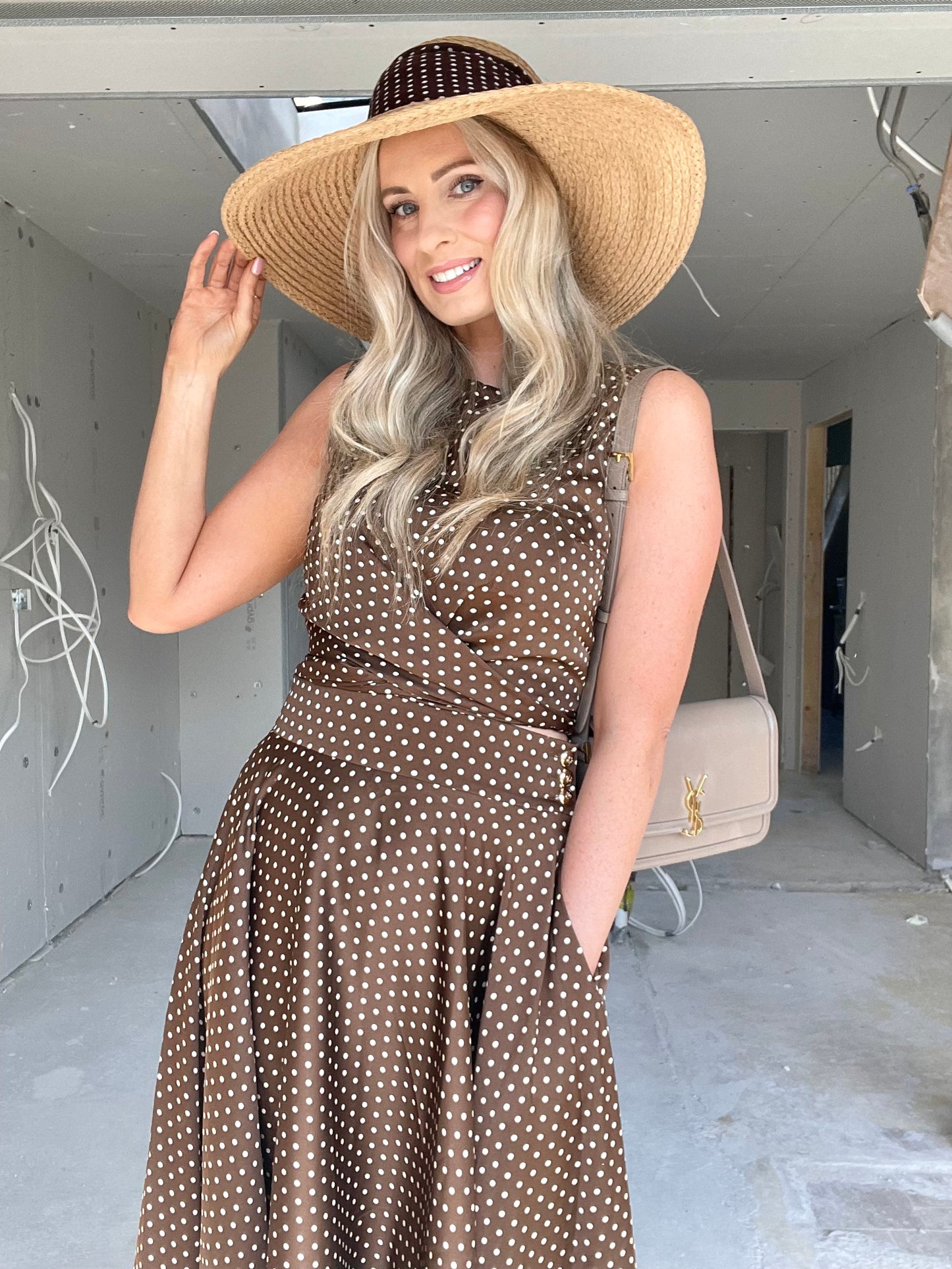 Clara chocolate brown polka dot top