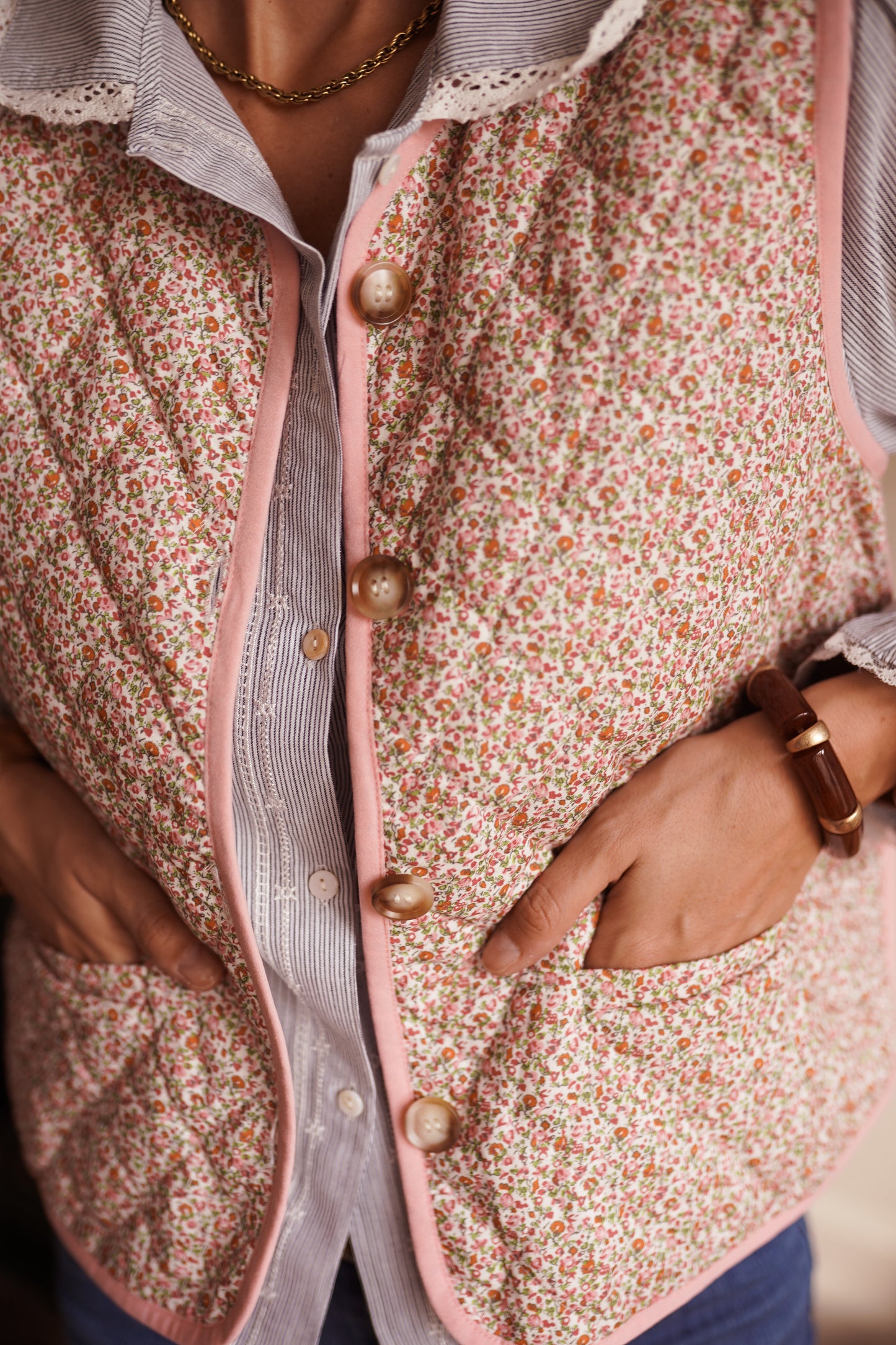 Tara floral quilted gilet