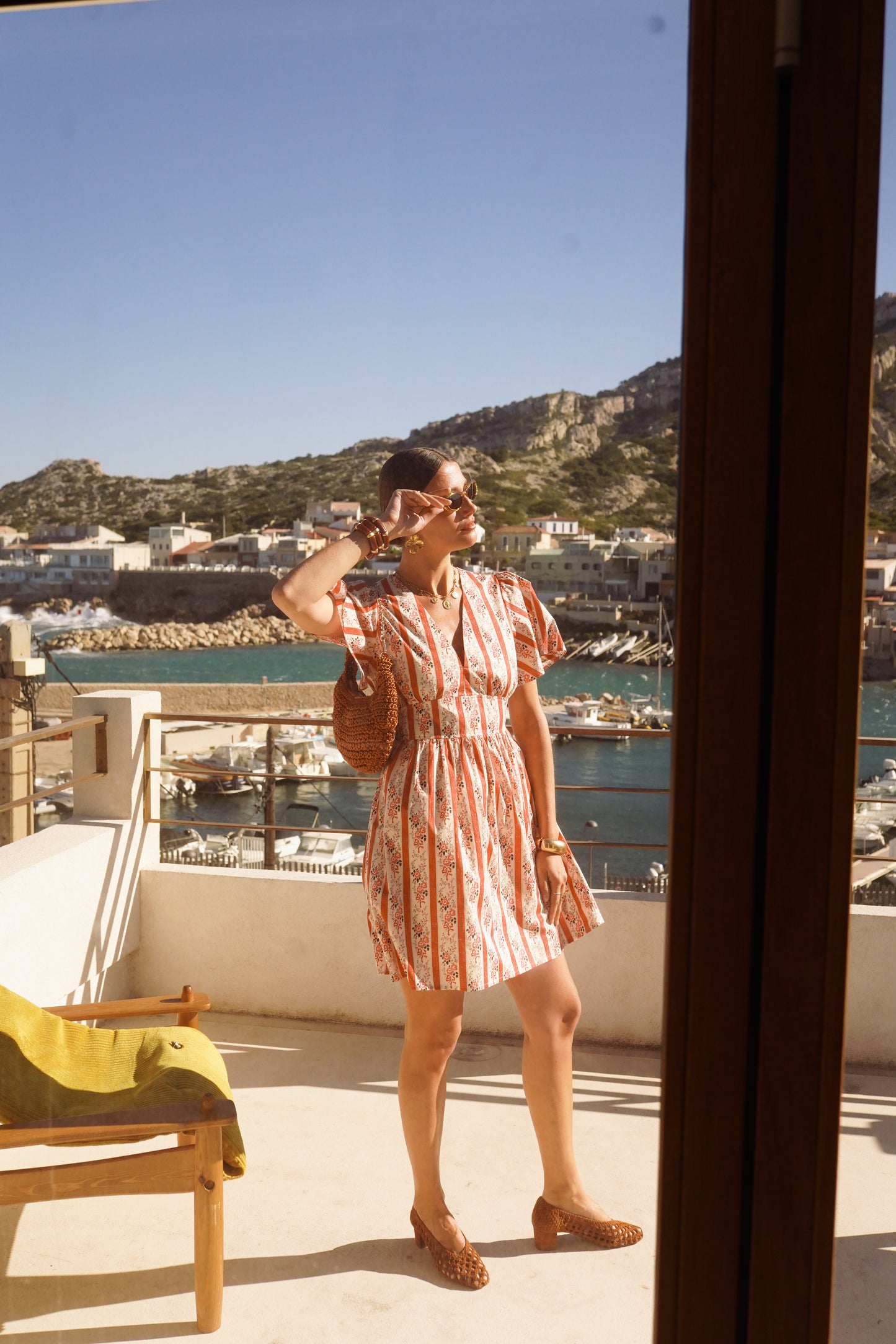 Billie red stripe floral short dress