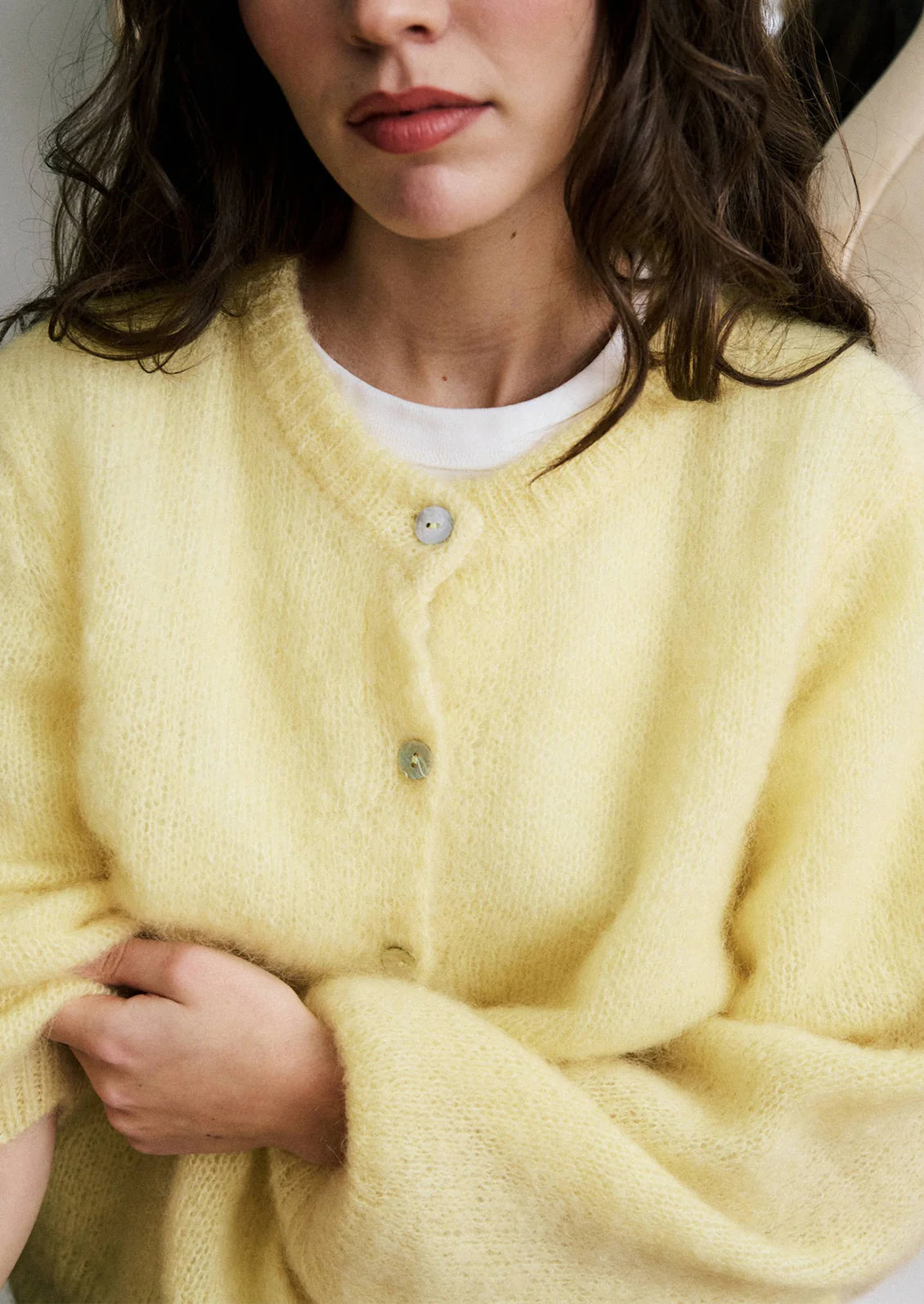 Harriet yellow alpaca cardigan