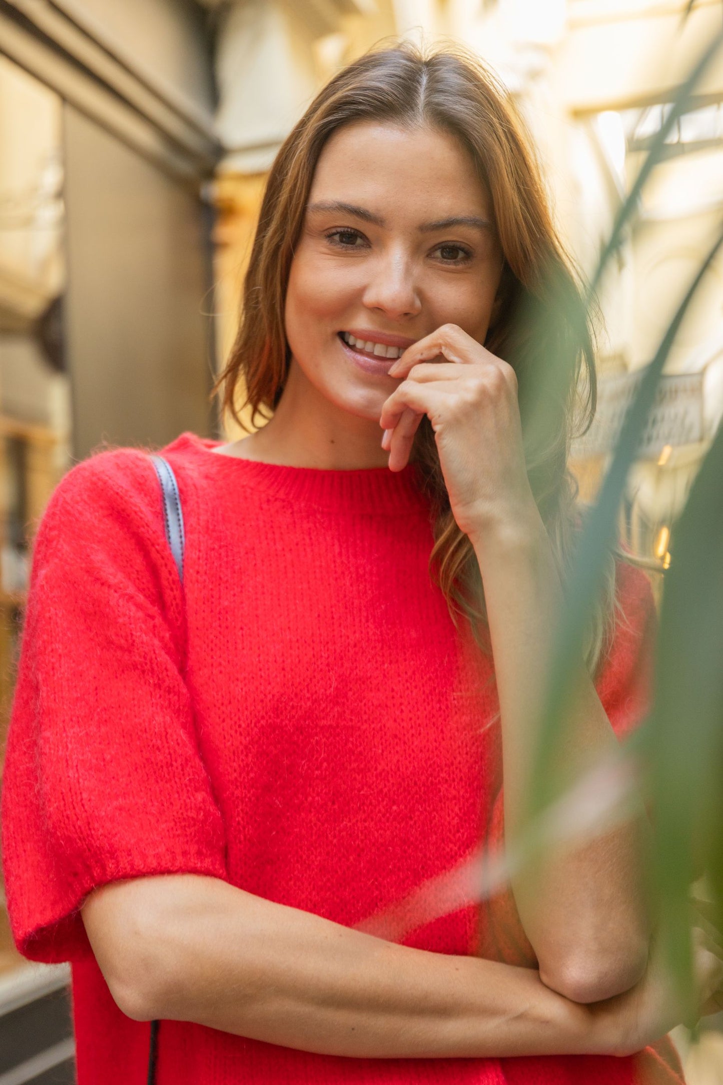Lottie red sleeve alpaca jumper