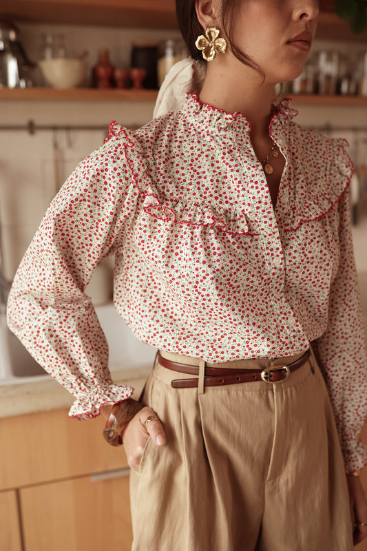 Rosie red floral ditsy blouse